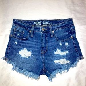 Mossimo High Rise Fringe Short Medium Wash